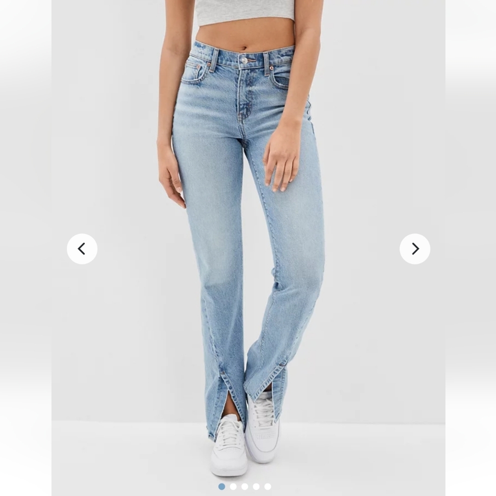 American Eagle Stretch '90s Bootcut Jean with Front Slit US 16 In Faded Indigo8